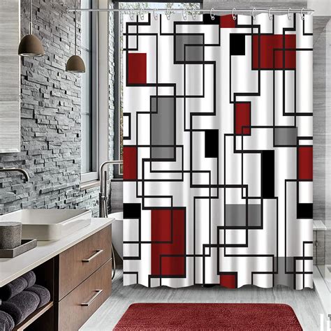 Loyapobo Red Black Shower Curtain Grey And White Shower