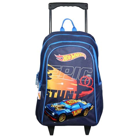 Hot Wheels Blue 45CM Premium Trolley Mochila Con Ruedas