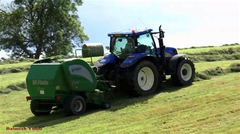 Big Round Bale Silage With New Holland Mchale Baler Youtube