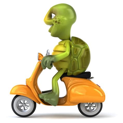 Premium Photo Funny 3d Turtle Character Riding A Scooter