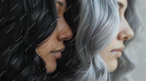 Premium Photo | A woman with grey hair and a grey and white hair