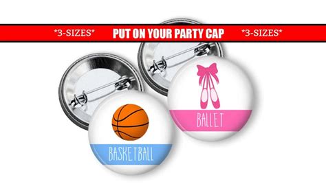 Gender Reveal Pins Basketball Or Ballet Gender Reveal Party Etsy