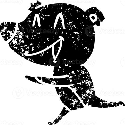 Running Bear Cartoon Distressed Icon 45339896 Png