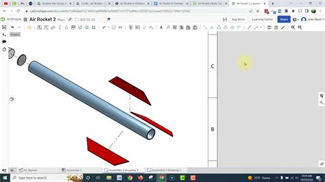 Air Rocket Assembly Drawing In Onshape Youtube