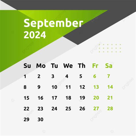 Calendario Mensual De Septiembre De Vector Png Septiembre