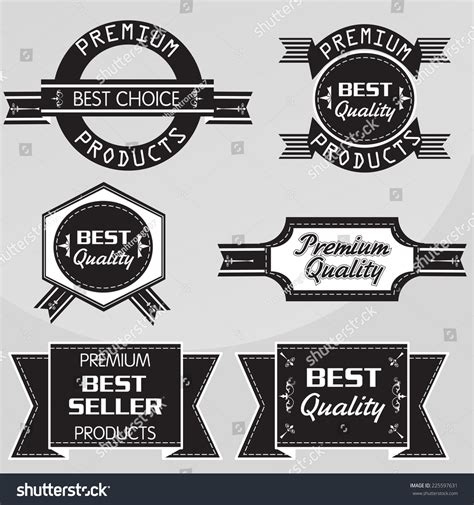 Vektor Stok Vintage Premium Quality Labels Set Vector Tanpa Royalti