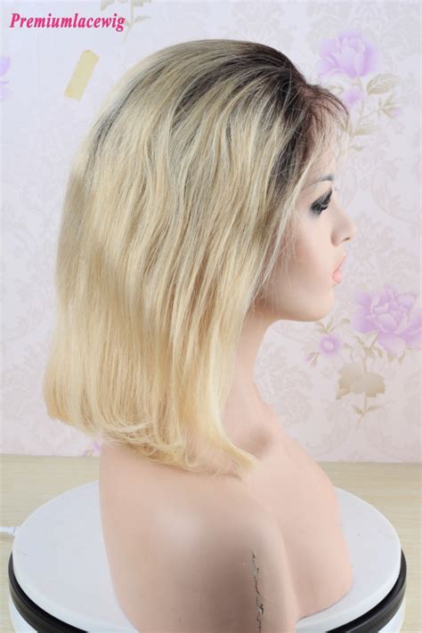 Ombre 1b 613 Brazilian Bob Lace Front Wig 12inch 150 Density