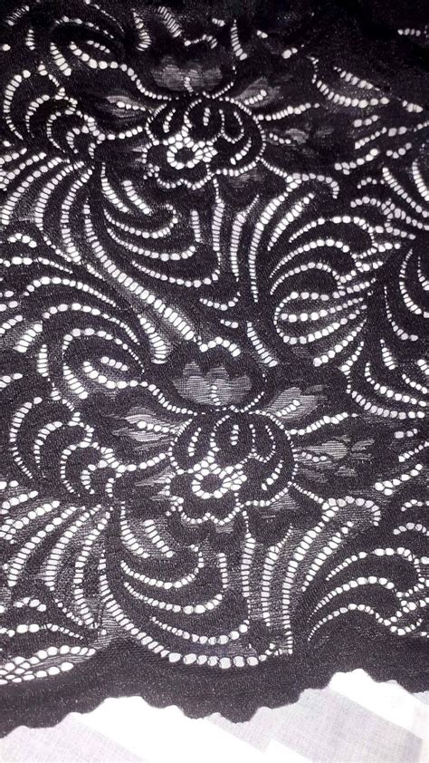 Black Lace Fabric See Through Sheer Stretchy Floral Sexy Sensual Bodouir Risqué Lingerie by the