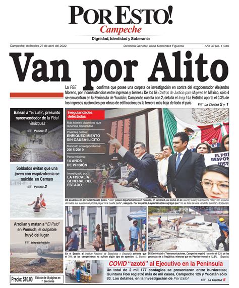 PORTADA POR ESTO CAMPECHE MIERCOLES 22 DE ABRIL DEL 2022 By PorEsto