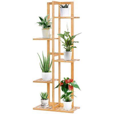 Arlmont Co Pheobe Free Form Multi Tiered Plant Stand Wood Solid Wood