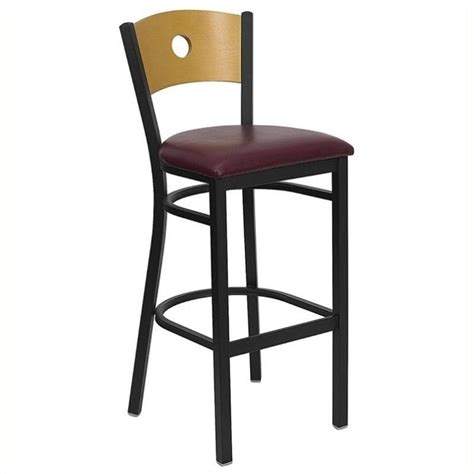 Bowery Hill 32 Black Back Metal Bar Stool In Burgundy BH 454843