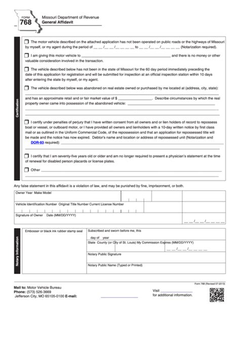 Printable Missouri Affidavit Form Pdf Printable Forms Free Online