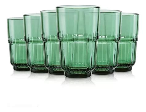 Set X Vasos Zafiro Apilables Y Multiuso En Vidrio Ml Color Verde