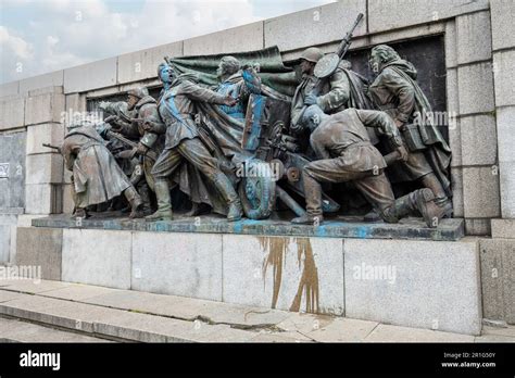 Sofía Bulgaria Mayo De 2023 Detalle Del Monumento Al Ejército