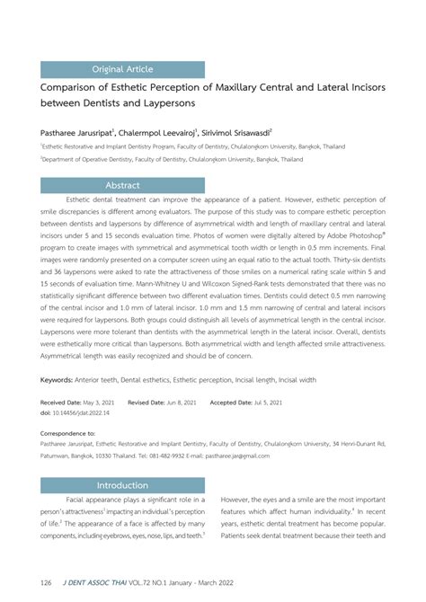 Pdf Comparison Of Esthetic Perception Of Maxillary Central And Lateral Incisors Between