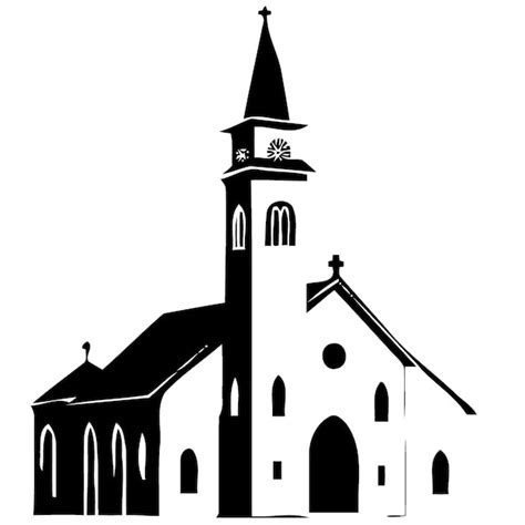 Premium Vector Classic Small Church Building Black And White Silhouette