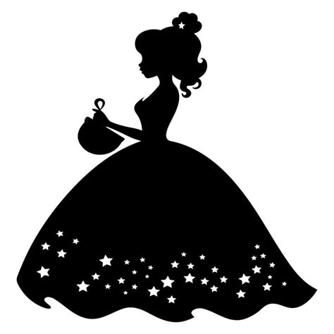 Cute princess black silhouette 26333428 Vector Art at Vecteezy