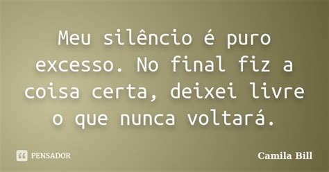 Meu Silêncio é Puro Excesso No Final Camila Bill Pensador