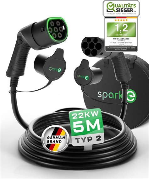 SPARK E Typ 2 Ladekabel 22kW 5M für EV Elektroautos inkl Tasche