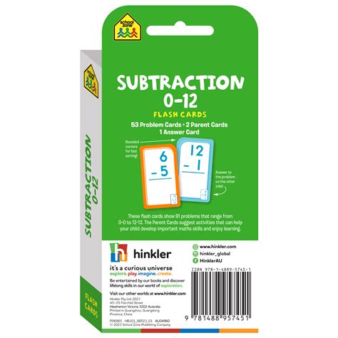 Subtraction 0 12 Flash Cards 7