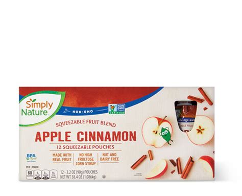 Apple Cinnamon Or Unsweetened Fruit Squeezies Simply Nature ALDI US