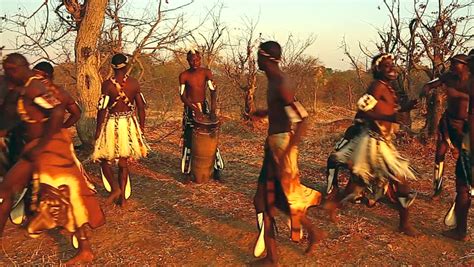 Zimbabwe Sept 10 2014traditionally Dressed African Tribesmen Of The