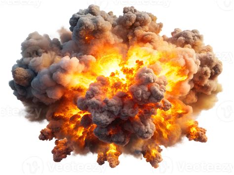 Big explosion with fire and smoke, isolated transparent 49951186 PNG