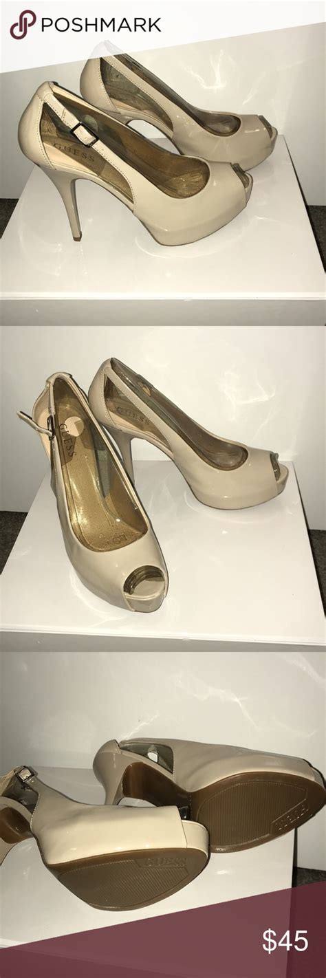 Guess Nude Peep Toe Heels Never Worn