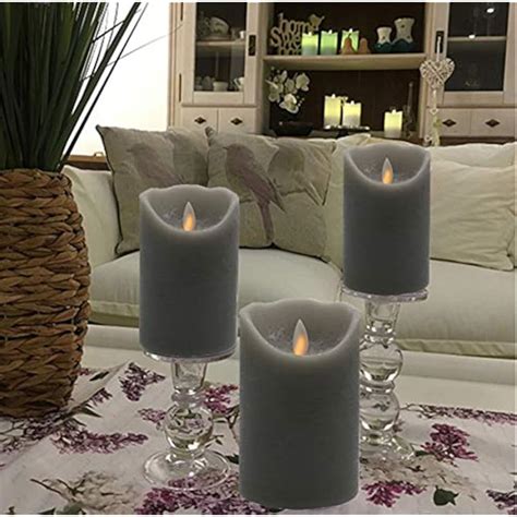 Marble Grey Color Flameless Candles 3 X 456inch Battery Operated Led Pillar Ebay