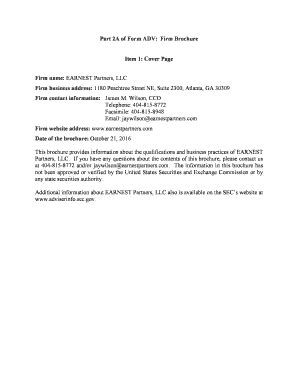 Fillable Online Earnest Partners LLC Part 2A And 2B Of Form ADV PDF