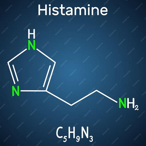 Premium Vector | Histamine molecule Structural chemical formula on the