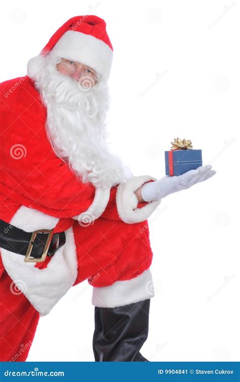 Santa Claus Holding A Present Stock Image Image Of Background Santa