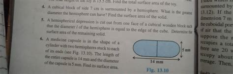 A Cubical Block Of Side Cm Is Surmounted By A Hemisphere What Is Th