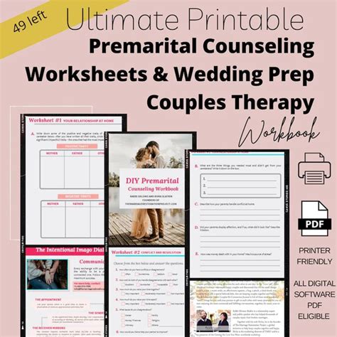 Engaged Couples Therapy Worksheet Wedding Prep Therapy Etsy