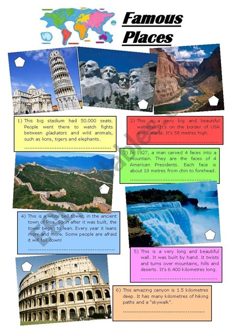 English Worksheets Landmarks And Famous Places Bank Home