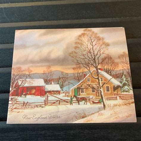 Vintage Greeting Card Christmas New England Winter Barn Ebay