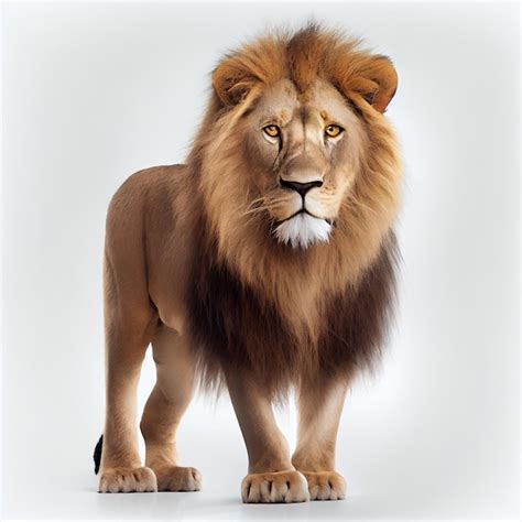 Premium Photo | Portrait of a lion on a white background Front view Generative AI