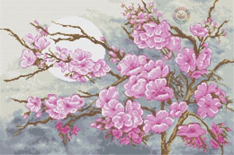 Сакура схема вышивка крестиком - 85 фото