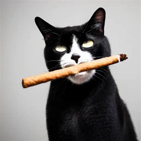 Black Cat Smoking Cigar And Wearing Suit Award Stable Diffusion