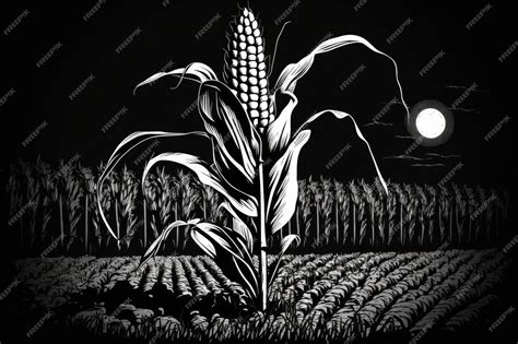 Premium AI Image | Full moon shining over a vast corn field at night ...