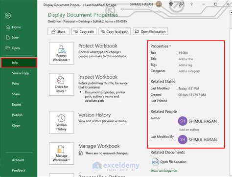 How To Display Document Properties In Excel 3 Simple Methods