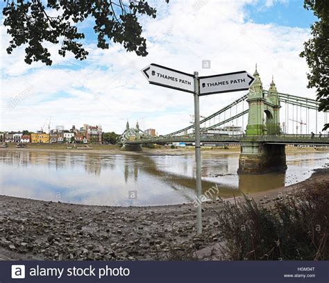 Thames Path Sign By The Banks Of The Thames Near The Hammersmith Bridge