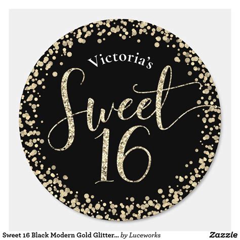 Sweet 16 Black Modern Gold Glitter Birthday Yard S Sign | Zazzle.com ...