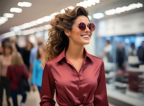 Premium Ai Image A Woman Wearing A Red Dress And Sunglasses Is