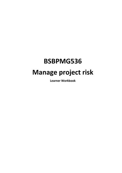 Rc Bsbpmg Learner Workbook V Bsbpmg Manage Project Risk Learner