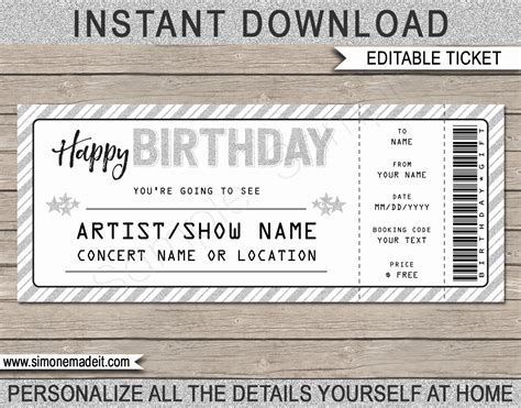 Blank Concert Ticket Template Free Printable