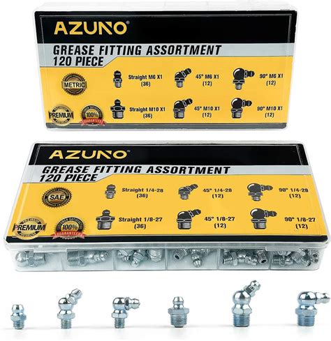 Azuno Hydraulic Grease Fittings 240 Pieces Sae And Metric Grease Fitting