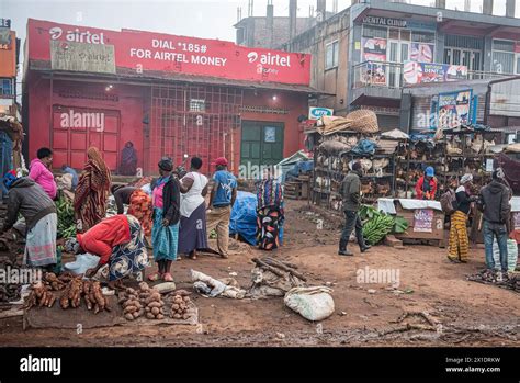 A Lively Street Market In Kampala Uganda With Brightly Dressed