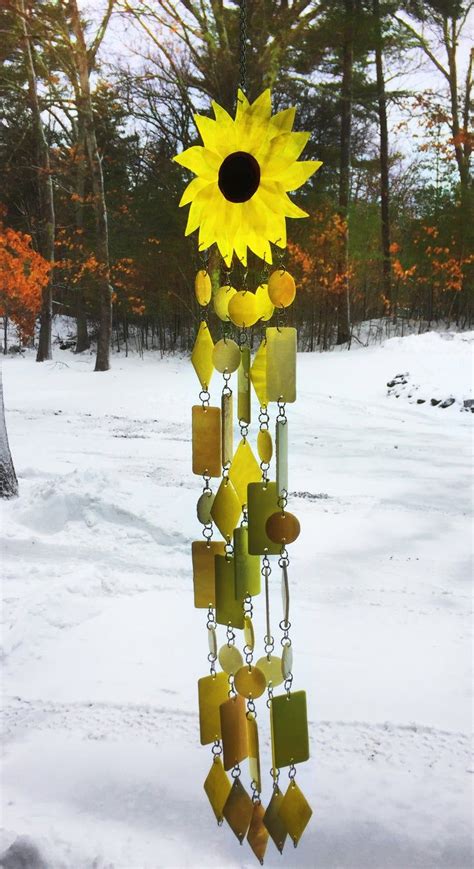 Wind Chime Stained Glass Sunflower Wind Chime In Glass Wind