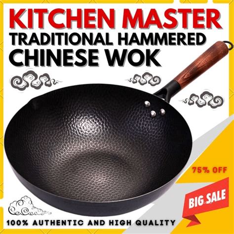 Authentic Chinese Non Stick Wok Pan Heavy Duty Carbon Steel Pan